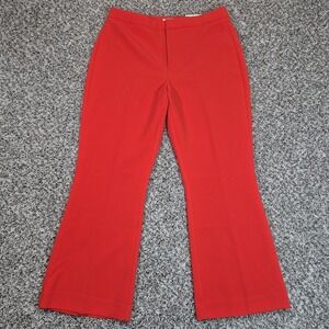 Nine West High Rise Kick Flare Pants Womens 12 Red Bell Bottom Retro Modern Chic